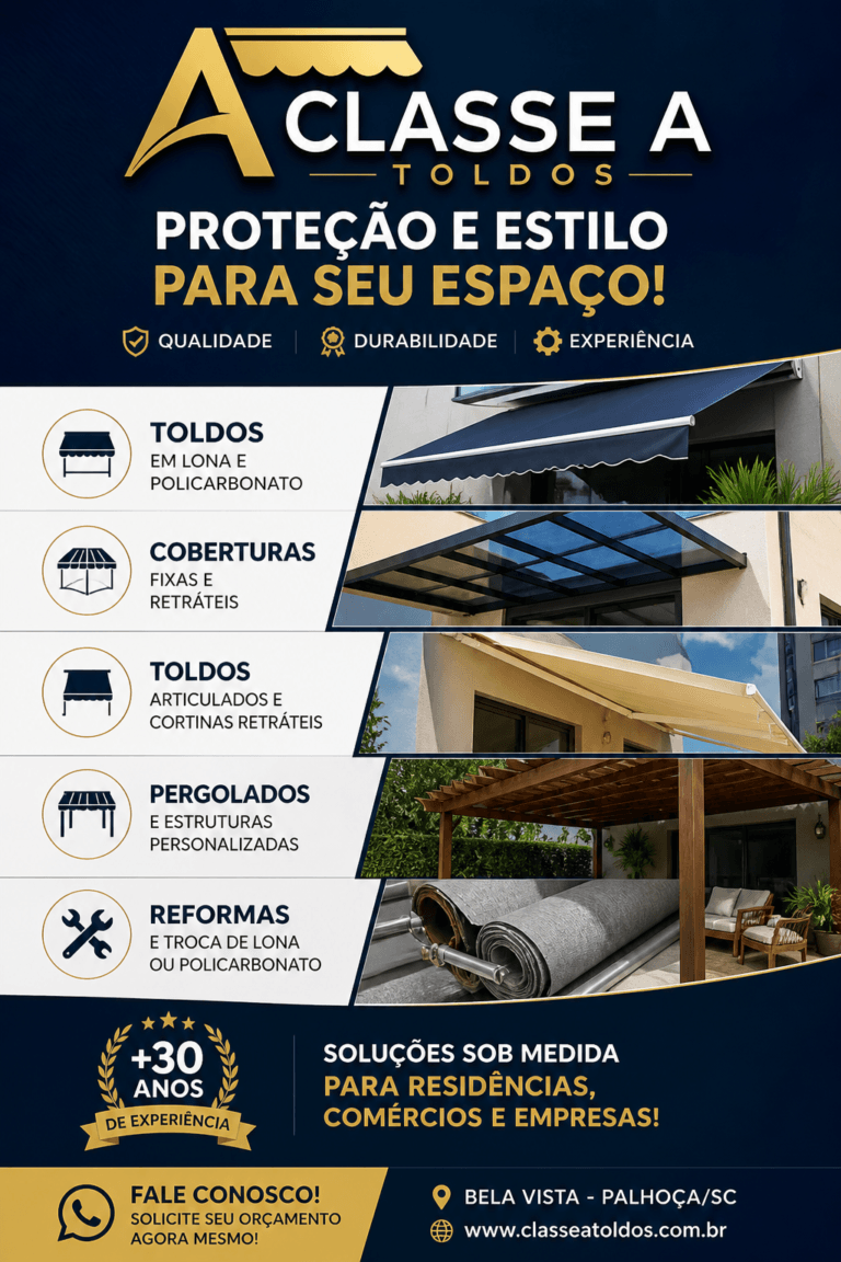 Fábrica de Toldos Classe-A Toldos em Palhoça no NoLocal banner